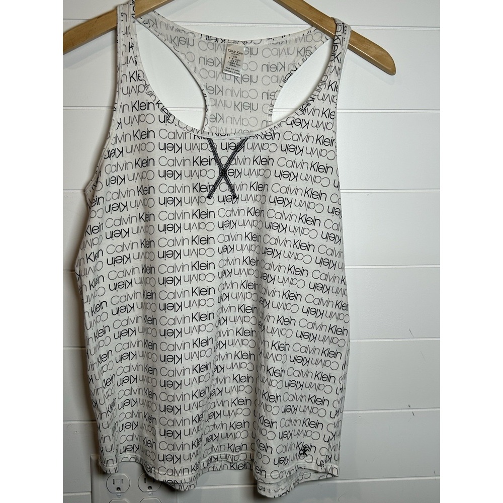 Calvin Klein Sleepwear Tank Top Racerback All Over Spell Out Print Women's Large